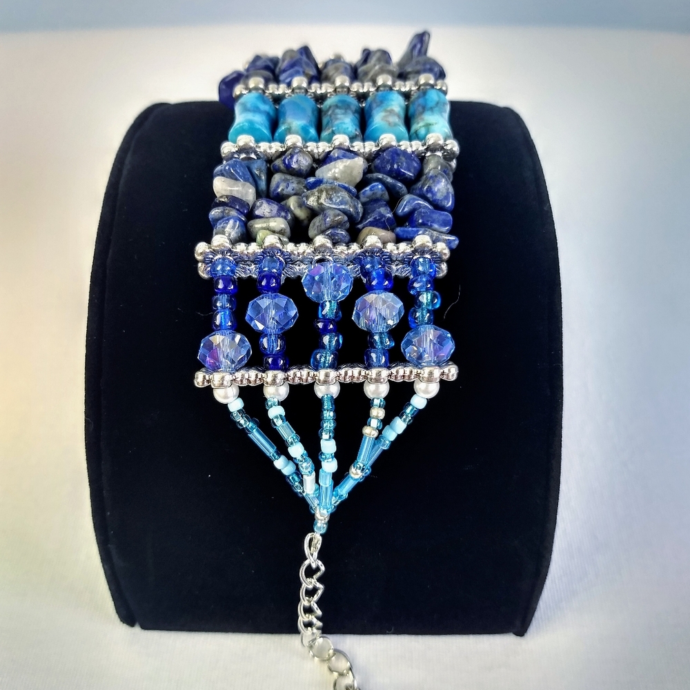 Piece #381 "Bashful Blue" Handmade Cuff Bracelet - Picture 2 of 4